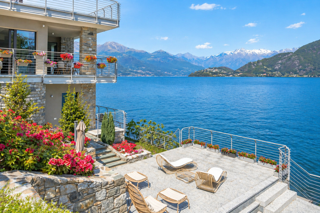 Villa con piscina a sfioro a Cremia, Villa del Sasso, fronte Lago di Como